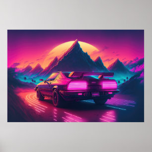 Affiche Synthwave Speedster : Synthétise les sables