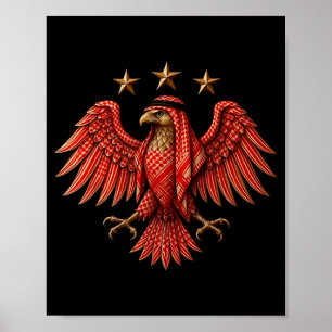 Affiche Syrie Rouge Keffiyeh Syrien Traditionnel Aigle