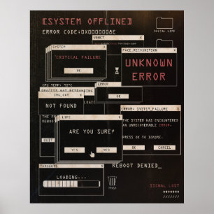 Affiche Système Hors Ligne - Design Techno-Brutaliste
