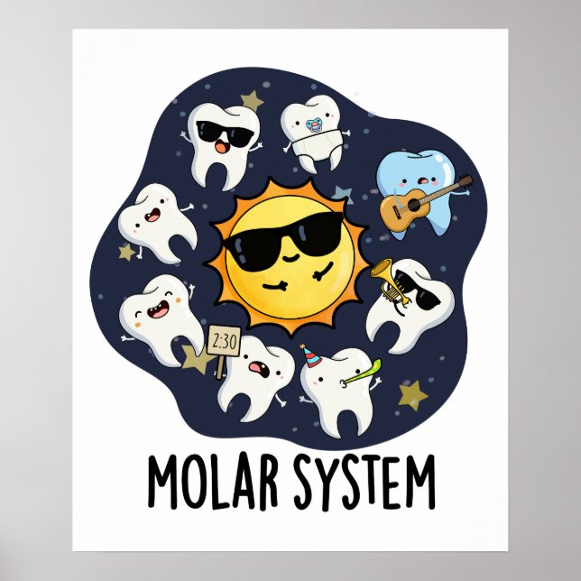 Affiche Système Molaire Blague Drôle Astronomie Dentaire P (Devant)