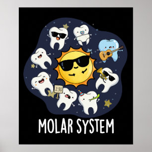 Affiche Système Molaire Drôle Astronomie Dentaire Pun Fond