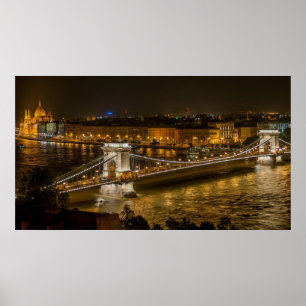 Affiche Széchenyi Pont Chaîne à Budapest, Hongrie