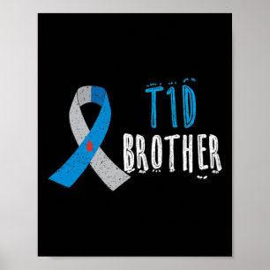 Affiche T1d Brother Bleu Ruban Type 1 Sensibilisation au d