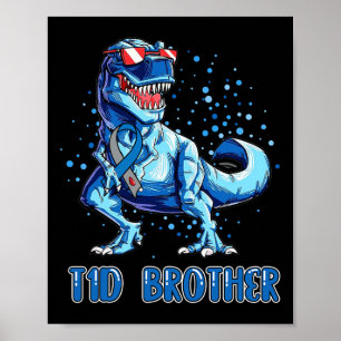 Affiche T1d Brother Type 1 Diabète Ruban T Rex Dinosaur