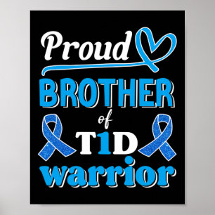 Affiche T1d Fier Frère Diabète Sensibilisation ruban bleu
