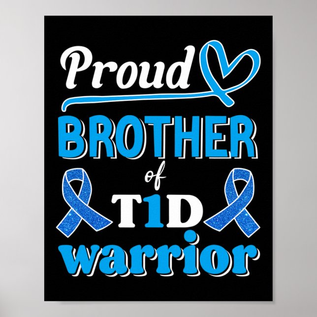 Affiche T1d Fier Frère Diabète Sensibilisation ruban bleu (Devant)