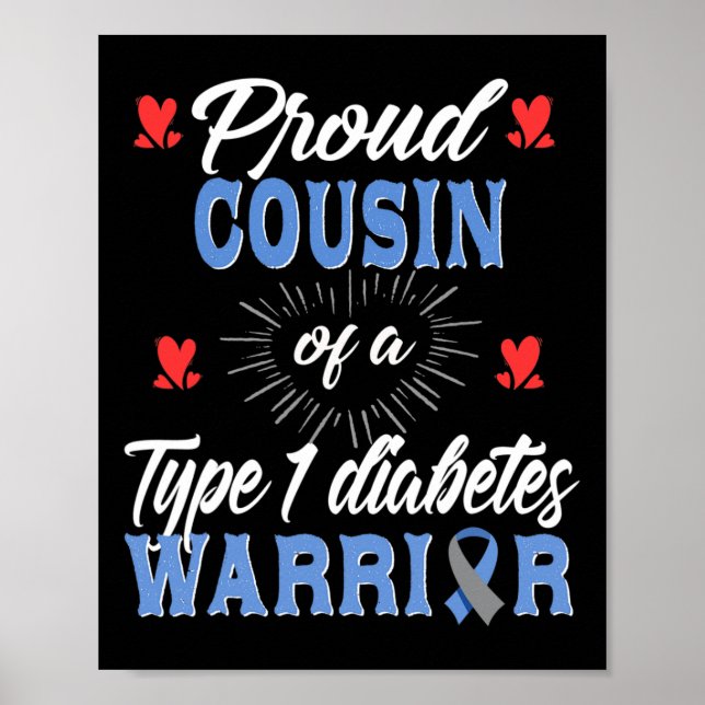 Affiche T1D Fière Cousine Sensibilisation au diabète Type  (Devant)