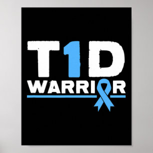 Affiche T1d Guerrier Type 1 Sensibilisation au diabète Blu