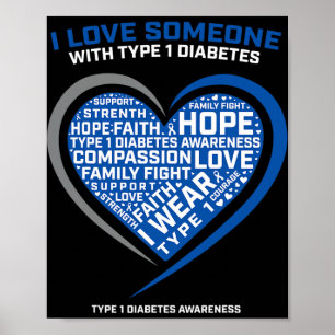 Affiche T1D Hommes Femmes Jeunes Enfants Diabétique Type 1