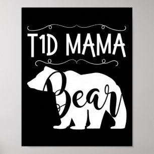 Affiche T1d Mama Ours Type1 Diabète T1 Maman Femmes Lauréa