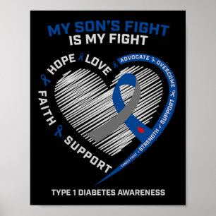 Affiche T1d Maman Papa Mes Fils combattent Type 1 Diabète
