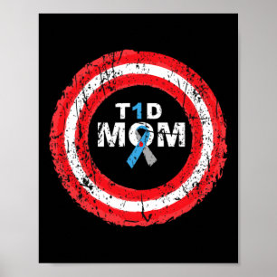 Affiche T1d Mère Diabète Sensibilisation Bague à ruban