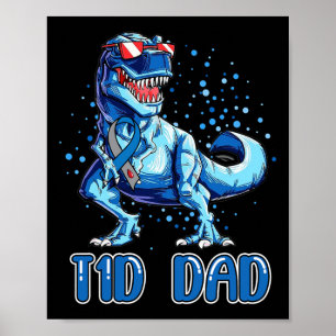 Affiche T1D Papa Type 1 Diabète Ruban T Rex Dinosaur Garço