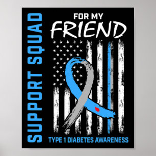 Affiche T1d Sensibilisation Us Drapeau Ami Type 1 Diabète 