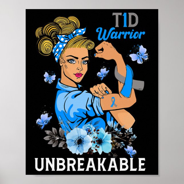 Affiche T1D Type 1 Diabète Guerrier Sensibilisation Indest (Devant)