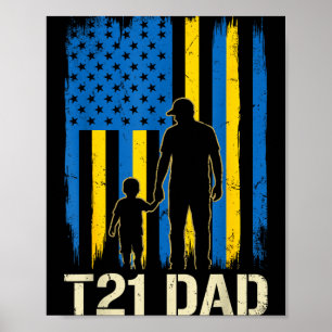 Affiche T21 papa silhouette drapeau américain syndrome de