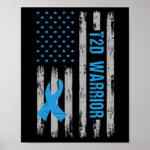 Affiche T2d Conscience guerrière Drapeau américain Diabéti