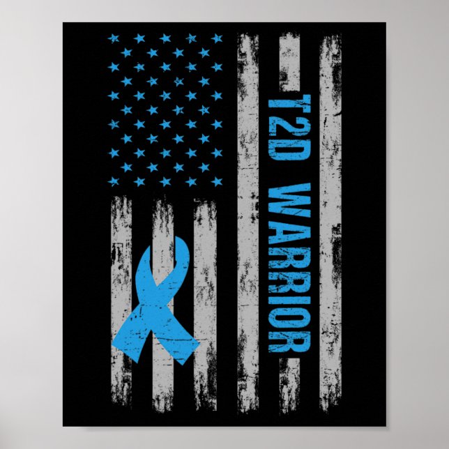Affiche T2d Conscience guerrière Drapeau américain Diabéti (Devant)