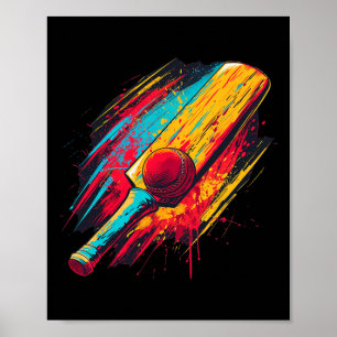 Affiche T De Cricket Peint Coloré Et Ll Sur Cric Artistiqu