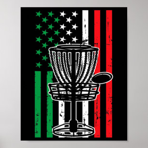 Affiche T de Disc Golf Drapeau Italie Drapeau Usa Disc Gol