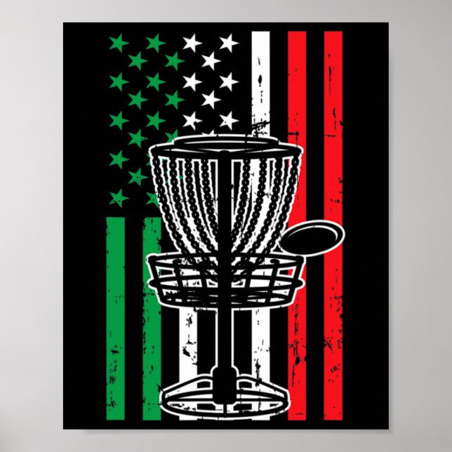 Affiche T de Disc Golf Drapeau Italie Drapeau Usa Disc Gol (Devant)