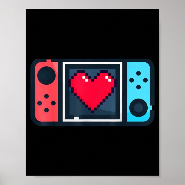 Affiche T pour hommes femmes Saint-Valentin Cœur Pixel Mig (Devant)