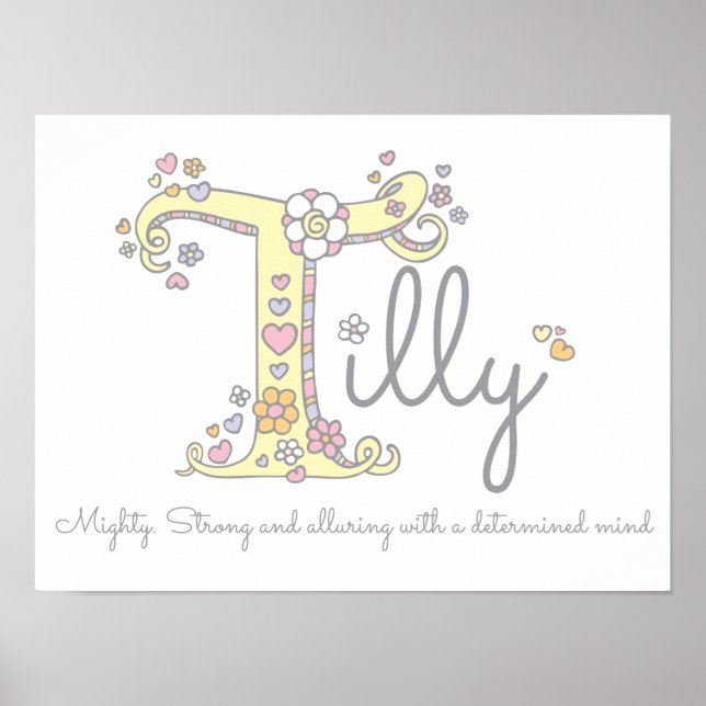 Affiche T pour la lettre monogramme Tilly nom de l'art (Devant)