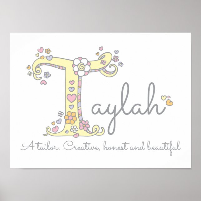 Affiche T pour Taylah monogramme lettre nom de l'art signi (Devant)