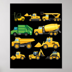 Affiche T reuqcukiCamions Et Diggers Constructions