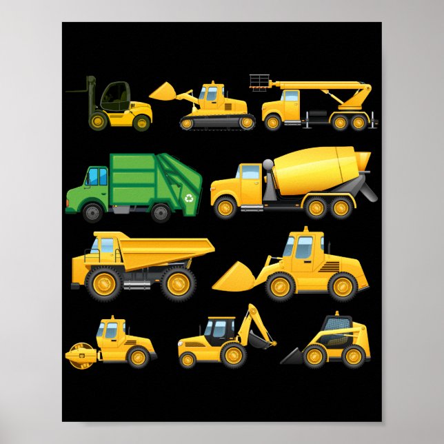 Affiche T reuqcukiCamions Et Diggers Constructions (Devant)