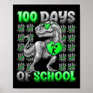 Affiche T-rex 100 jours d'école Pré-maternelle 100 jours p