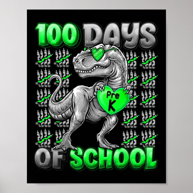 Affiche T-rex 100 jours d'école Pré-maternelle 100 jours p (Devant)