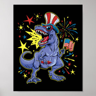 Affiche T-rex 4 juillet fêter l'indépendance