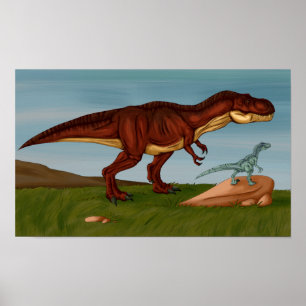 Affiche T-Rex and Velociraptor