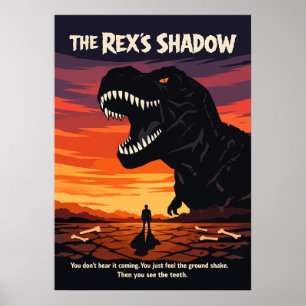 Affiche T-Rex Art Dinosaure Coucher de Soleil