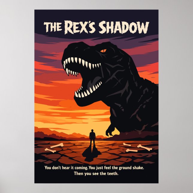 Affiche T-Rex Art Dinosaure Coucher de Soleil (Devant)