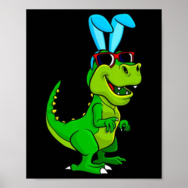 Affiche T Rex Bunny de Pâques Dinosaur Amoureux Garçons Fi (Devant)