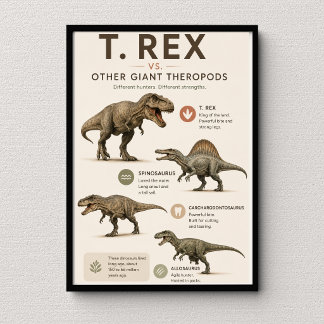 Affiche T. Rex contre d'autres grands théropodes Éducatif