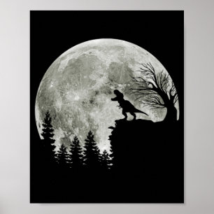 Affiche T Rex debout au Lune de Montagne Halloween