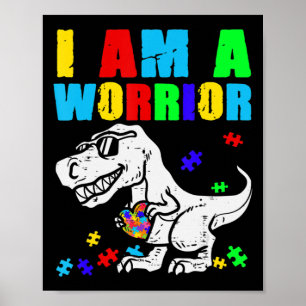 Affiche T Rex Dino Je Suis Un Guerrier Sensibilisation sur