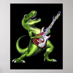 Affiche T-Rex Dinosaur Jouer de la guitare
