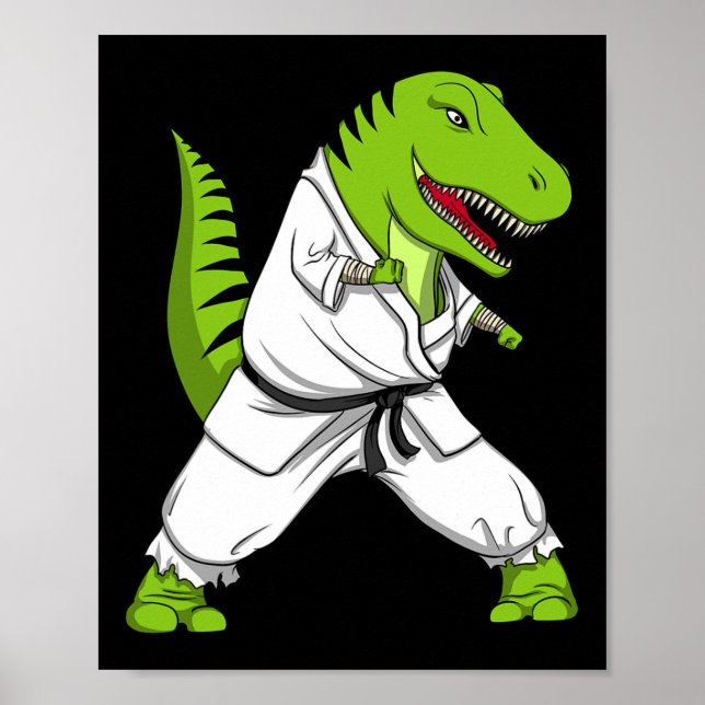 Affiche T-rex Dinosaur Karate Kickboxing Martial Arts Jiu- (Devant)