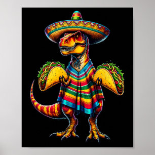 Affiche T-rex Dinosaur Taco Lover Cinco De Mayo Sombrero P
