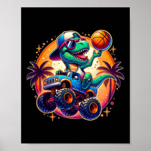 Affiche T-rex dinosaure drôle joueur squelette enfants tou