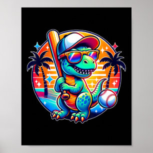 Affiche T-rex dinosaure drôle pour enfants garçons tout-pe