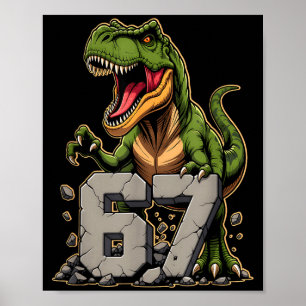 Affiche T-rex Dinosaure Drôle Six Sept Mème Cool Tyrannosa
