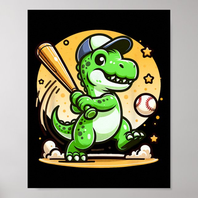 Affiche T-rex Dinosaure Frapper Vendre Joueur Douce Garçon (Devant)