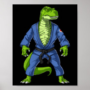 Affiche T-rex Dinosaure Jiu-jitsu Judo Ninja Arts Martiaux