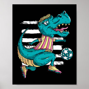 Affiche T-rex Dinosaure Joue au Football - Conception Trex