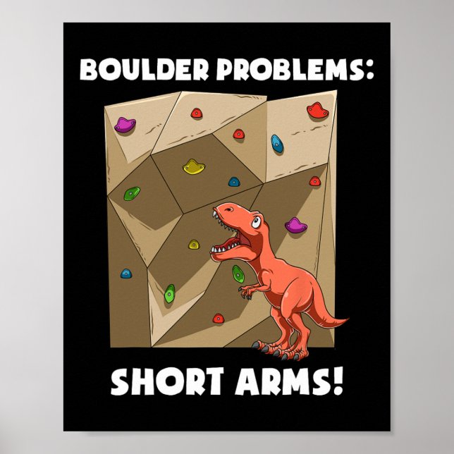 Affiche T-rex drôle de bloc et d'escalade de roche (Devant)